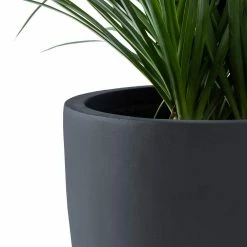 KANTE 9 in. H Charcoal Concrete and Fiberglass Round Bowl Planter, Outdoor Indoor Large Planters Pots with Drainage -Green Haven Store charcoal kante plant pots rc0050a c60121 c3 1000