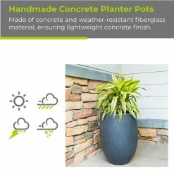 KANTE 21.7 in. Tall Charcoal Lightweight Concrete Round Outdoor Planter 14 KANTE 21.7 in. Tall Charcoal Lightweight Concrete Round Outdoor Planter -Green Haven Store charcoal kante plant pots rc0066a c60121 1f 1000