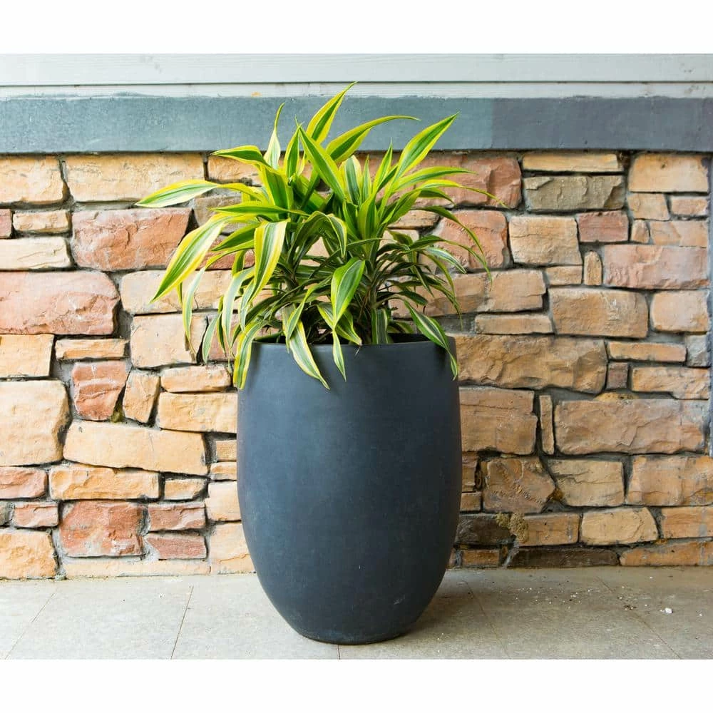 KANTE 21.7 in. Tall Charcoal Lightweight Concrete Round Outdoor Planter 9 KANTE 21.7 in. Tall Charcoal Lightweight Concrete Round Outdoor Planter - Image 7