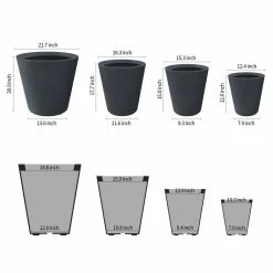 KANTE 20.9", 17.7", 15" & 12.6"H Cylindrical Charcoal Finish Lightweight Concrete Modern Planters Set of 4, Outdoor Indoor -Green Haven Store charcoal kante plant pots rc0154bcde c60121 c3 1000