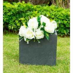 KANTE 10 in. Tall Charcoal Lightweight Concrete Square Modern Outdoor Planter -Green Haven Store charcoal kante plant pots rf0001a c60121 c3 1000