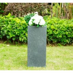 KANTE 28 in. Tall Charcoal Lightweight Concrete Rectangle Modern Outdoor Planter -Green Haven Store charcoal kante plant pots rf0002c c60121 1f 1000