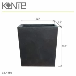 KANTE 26.8 in. Tall Charcoal Lightweight Concrete Modern Long and High Rectangle Planter -Green Haven Store charcoal kante plant pots rf0111a c60121 c3 1000