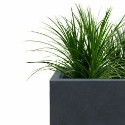 KANTE 11.81 x 11.81 in. Square Charcoal Lightweight Concrete and Weather Resistant Fiberglass Planter w/Drainage Hole -Green Haven Store charcoal kante plant pots rf0221b c60121 1f 1000