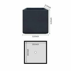 KANTE 11.81 x 11.81 in. Square Charcoal Lightweight Concrete and Weather Resistant Fiberglass Planter w/Drainage Hole -Green Haven Store charcoal kante plant pots rf0221b c60121 4f 1000