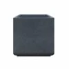 KANTE 11.81 x 11.81 in. Square Charcoal Lightweight Concrete and Weather Resistant Fiberglass Planter w/Drainage Hole