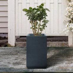 KANTE 27.6 in. H Square Charcoal Concrete and Fiberglass Tall Planter Outdoor Indoor Lightweight Plant Pots 12 KANTE 27.6 in. H Square Charcoal Concrete and Fiberglass Tall Planter Outdoor Indoor Lightweight Plant Pots -Green Haven Store charcoal kante plant pots rf0222c c60121 1f 1000