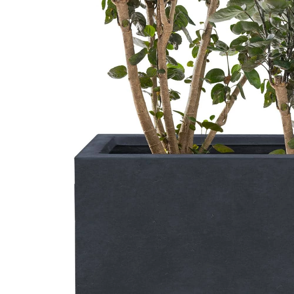KANTE 27.6 in. H Square Charcoal Concrete and Fiberglass Tall Planter Outdoor Indoor Lightweight Plant Pots 4 KANTE 27.6 in. H Square Charcoal Concrete and Fiberglass Tall Planter Outdoor Indoor Lightweight Plant Pots - Image 2