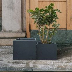KANTE 17.3 in. W Square Charcoal Lightweight Concrete and Fiberglass Planters with Drainage Holes (Set of 2) 13 KANTE 17.3 in. W Square Charcoal Lightweight Concrete and Fiberglass Planters with Drainage Holes (Set of 2) -Green Haven Store charcoal kante plant pots rf2015015bc c60121 44 1000
