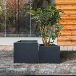 KANTE 17.3 in. W Square Charcoal Lightweight Concrete and Fiberglass Planters with Drainage Holes (Set of 2) 15 KANTE 17.3 in. W Square Charcoal Lightweight Concrete and Fiberglass Planters with Drainage Holes (Set of 2) -Green Haven Store charcoal kante plant pots rf2015015bc c60121 76 1000