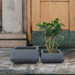 KANTE 21.2 in. and 16.1 in. W Square Charcoal Finish Lightweight Concrete/Fiberglass Planters with Drainage Holes (Set of 2) 12 KANTE 21.2 in. and 16.1 in. W Square Charcoal Finish Lightweight Concrete/Fiberglass Planters with Drainage Holes (Set of 2) -Green Haven Store charcoal kante plant pots rf2015018ab c60121 1f 1000