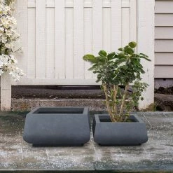 KANTE 21.2 in. and 16.1 in. W Square Charcoal Finish Lightweight Concrete/Fiberglass Planters with Drainage Holes (Set of 2) 13 KANTE 21.2 in. and 16.1 in. W Square Charcoal Finish Lightweight Concrete/Fiberglass Planters with Drainage Holes (Set of 2) -Green Haven Store charcoal kante plant pots rf2015018ab c60121 44 1000