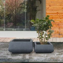 KANTE 21.2 in. and 16.1 in. W Square Charcoal Finish Lightweight Concrete/Fiberglass Planters with Drainage Holes (Set of 2) 15 KANTE 21.2 in. and 16.1 in. W Square Charcoal Finish Lightweight Concrete/Fiberglass Planters with Drainage Holes (Set of 2) -Green Haven Store charcoal kante plant pots rf2015018ab c60121 76 1000