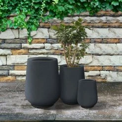 KANTE 26.5 in., 20 in. & 13.1 in. H Round Charcoal Concrete Tall Planters (Set of 3), Outdoor Indoor Large with Drainage Holes -Green Haven Store charcoal kante plant pots rf2015023abc c60121 31 1000