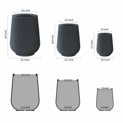 KANTE 26.5 in., 20 in. & 13.1 in. H Round Charcoal Concrete Tall Planters (Set of 3), Outdoor Indoor Large with Drainage Holes -Green Haven Store charcoal kante plant pots rf2015023abc c60121 c3 1000