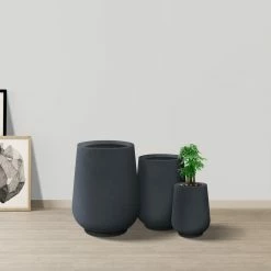KANTE 26.5 in., 20 in. & 13.1 in. H Round Charcoal Concrete Tall Planters (Set of 3), Outdoor Indoor Large with Drainage Holes -Green Haven Store charcoal kante plant pots rf2015023abc c60121 fa 1000
