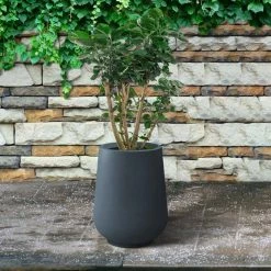 KANTE 10.63 in. x 13.78 in. Round Charcoal Lightweight Concrete and Weather Resistant Fiberglass Planter w/Drainage Hole 15 KANTE 10.63 in. x 13.78 in. Round Charcoal Lightweight Concrete and Weather Resistant Fiberglass Planter w/Drainage Hole -Green Haven Store charcoal kante plant pots rf2015023c c60121 44 1000