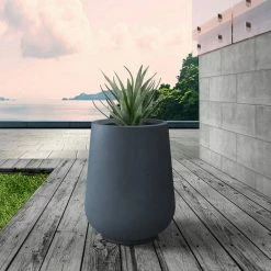 KANTE 10.63 in. x 13.78 in. Round Charcoal Lightweight Concrete and Weather Resistant Fiberglass Planter w/Drainage Hole 12 KANTE 10.63 in. x 13.78 in. Round Charcoal Lightweight Concrete and Weather Resistant Fiberglass Planter w/Drainage Hole -Green Haven Store charcoal kante plant pots rf2015023c c60121 c3 1000