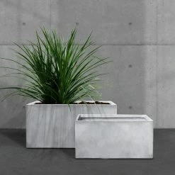 KANTE 31" and 23"L Rectangular Large Concrete Long Box Planters Set of 2, Outdoor/Indoor Strong UV Resistant w/Drainage Holes -Green Haven Store concrete kante plant pots rf0104ab c81921 1f 1000