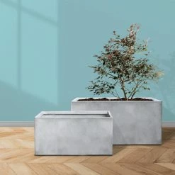 KANTE 31" and 23"L Rectangular Large Concrete Long Box Planters Set of 2, Outdoor/Indoor Strong UV Resistant w/Drainage Holes -Green Haven Store concrete kante plant pots rf0104ab c81921 fa 1000