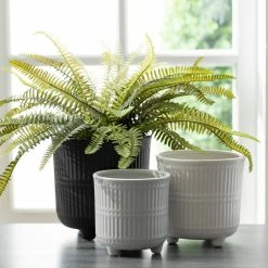 SULLIVANS Black, White & Gray Ceramic Planters - Set Of 3 -Green Haven Store glaze sullivans plant pots cm2970 1f 1000