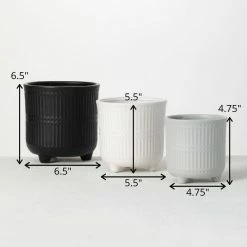 SULLIVANS Black, White & Gray Ceramic Planters - Set Of 3 -Green Haven Store glaze sullivans plant pots cm2970 44 1000