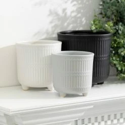 SULLIVANS Black, White & Gray Ceramic Planters - Set Of 3 -Green Haven Store glaze sullivans plant pots cm2970 4f 1000
