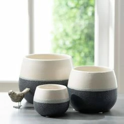 SULLIVANS Black And White Ceramic Pot - Set of 3 10 SULLIVANS Black And White Ceramic Pot - Set of 3 -Green Haven Store glaze sullivans plant pots cm2971 1f 1000