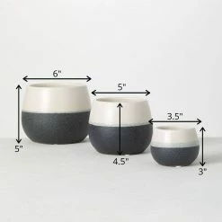 SULLIVANS Black And White Ceramic Pot - Set of 3 11 SULLIVANS Black And White Ceramic Pot - Set of 3 -Green Haven Store glaze sullivans plant pots cm2971 44 1000