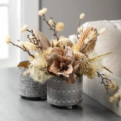 SULLIVANS Gray Geometric Print Cement Pot - Set of 3 -Green Haven Store gray patterned sullivans plant pots cmt1207 fa 1000