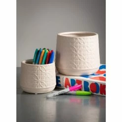 SULLIVANS Gray Ceramic Planter (Set of 2) -Green Haven Store gray sullivans plant pots cm2943 4f 1000