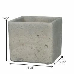 SULLIVANS Gray Cement Square Planter -Green Haven Store gray sullivans plant pots cmt1091 1f 1000