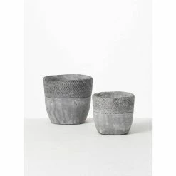 SULLIVANS Gray Cement Pot (Set of 2) -Green Haven Store gray sullivans plant pots cmt1187 1f 1000