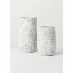 SULLIVANS Gray Cement Pot - Set of 2 -Green Haven Store gray sullivans plant pots cmt1189 1f 1000