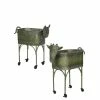 SULLIVANS Green Metal Farm Animal Planters (Set of 2) -Green Haven Store green sullivans plant pots met1391 64 1000