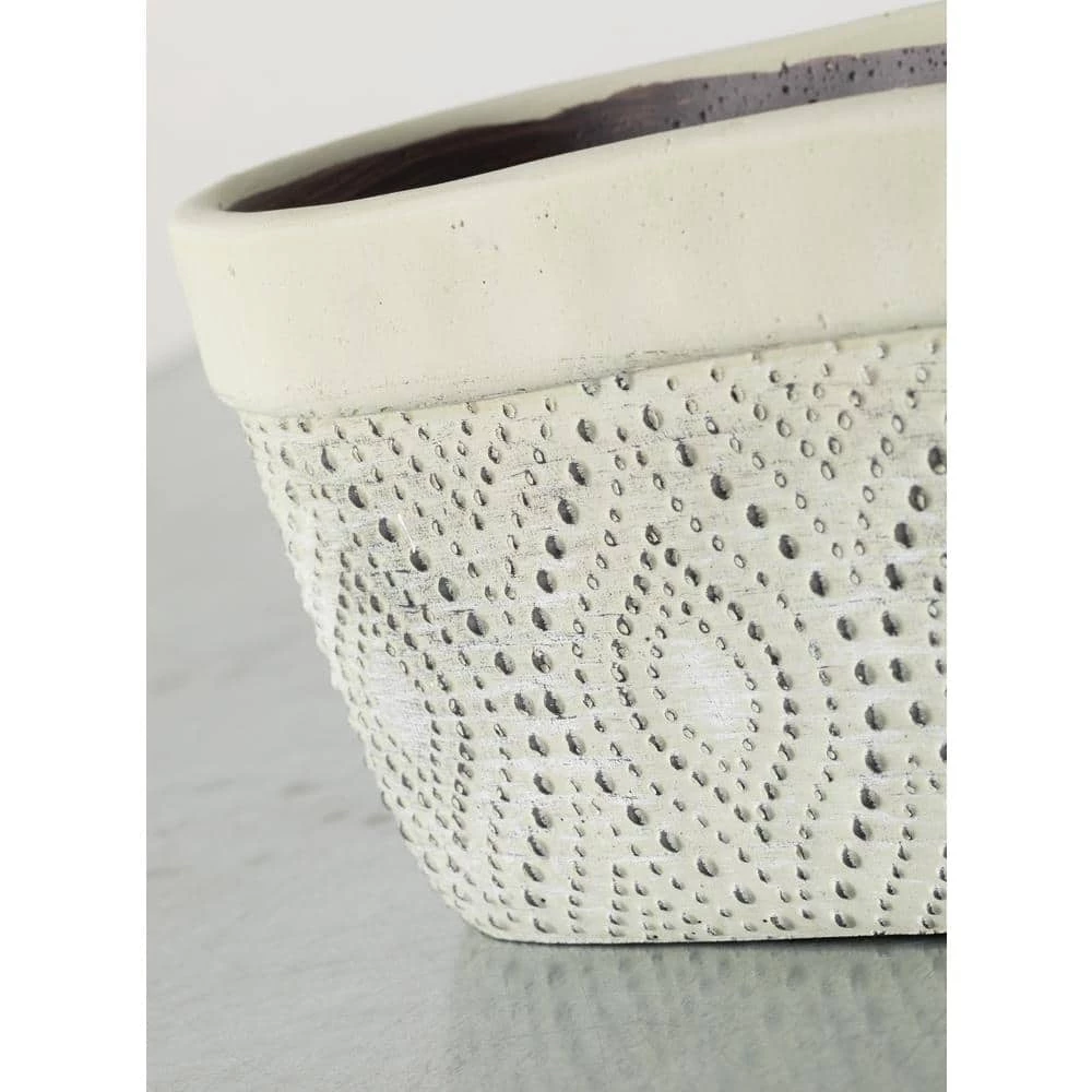 SULLIVANS Green Geometric Print Cement Double Pot 4 SULLIVANS Green Geometric Print Cement Double Pot - Image 2