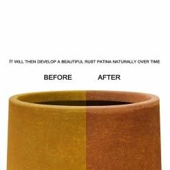 KANTE 16 in. Dia. Round Iron Oxide Concrete Bowl Planter, Outdoor Indoor Large Planter Pot with Drainage Hole -Green Haven Store iron oxide kante plant pots rc0051b c80621 4f 1000