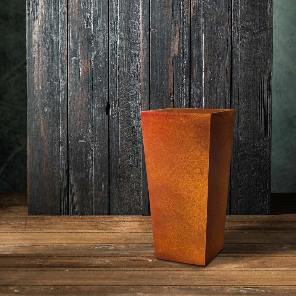 KANTE 28 in. H Iron Oxide Lightweight Concrete Tapered Planter with Drainage Hole, Large Outdoor/Indoor Tall Square Planter 9 KANTE 28 in. H Iron Oxide Lightweight Concrete Tapered Planter with Drainage Hole, Large Outdoor/Indoor Tall Square Planter - Image 7