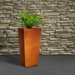KANTE 28 in. H Iron Oxide Lightweight Concrete Tapered Planter with Drainage Hole, Large Outdoor/Indoor Tall Square Planter 15 KANTE 28 in. H Iron Oxide Lightweight Concrete Tapered Planter with Drainage Hole, Large Outdoor/Indoor Tall Square Planter -Green Haven Store iron oxide kante plant pots rf0229a s c80621 fa 1000