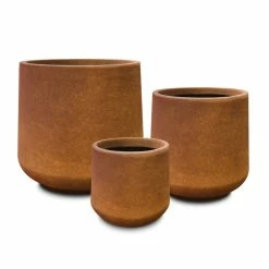 KANTE 17.3 in., 13.4 in., & 10.6 in. H Round Iron Oxide Concrete Planter (Set of 3) Outdoor Indoor Large Pots w/Drainage Holes -Green Haven Store iron oxide kante plant pots rf2015022bcd c80621 1f 1000