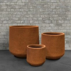 KANTE 17.3 in., 13.4 in., & 10.6 in. H Round Iron Oxide Concrete Planter (Set of 3) Outdoor Indoor Large Pots w/Drainage Holes -Green Haven Store iron oxide kante plant pots rf2015022bcd c80621 31 1000