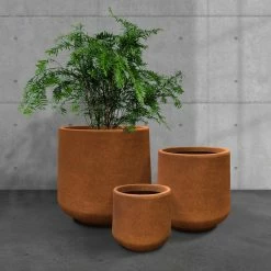 KANTE 17.3 in., 13.4 in., & 10.6 in. H Round Iron Oxide Concrete Planter (Set of 3) Outdoor Indoor Large Pots w/Drainage Holes -Green Haven Store iron oxide kante plant pots rf2015022bcd c80621 76 1000