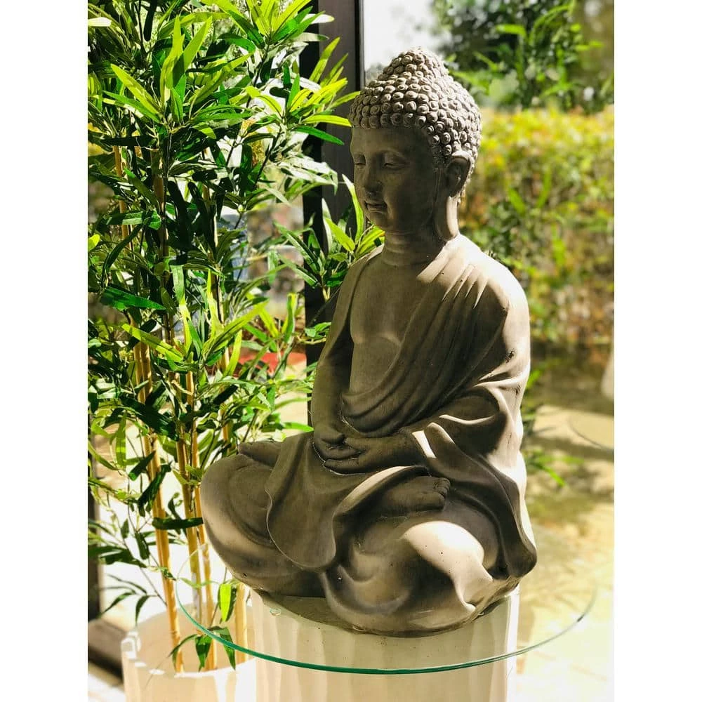 KANTE 25.6 in. H Natural Concrete/Fiberglass Indoor Outdoor Sitting Meditating Zen Buddha Statue 11 KANTE 25.6 in. H Natural Concrete/Fiberglass Indoor Outdoor Sitting Meditating Zen Buddha Statue - Image 9