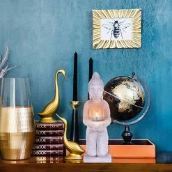 KANTE 12.8 in. H Gray Cement Buddha Tealight Candle Holder Garden Statue Ornament 12 KANTE 12.8 in. H Gray Cement Buddha Tealight Candle Holder Garden Statue Ornament -Green Haven Store kante garden statues sx20200173 44 1000