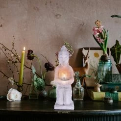 KANTE 12.8 in. H Gray Cement Buddha Tealight Candle Holder Garden Statue Ornament 10 KANTE 12.8 in. H Gray Cement Buddha Tealight Candle Holder Garden Statue Ornament -Green Haven Store kante garden statues sx20200173 4f 1000