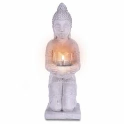 KANTE 12.8 in. H Gray Cement Buddha Tealight Candle Holder Garden Statue Ornament 13 KANTE 12.8 in. H Gray Cement Buddha Tealight Candle Holder Garden Statue Ornament -Green Haven Store kante garden statues sx20200173 fa 1000