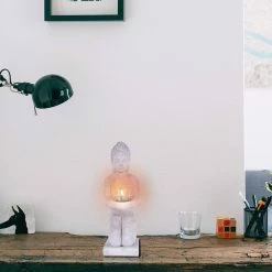 KANTE 12.8 in. H Gray Cement Buddha Garden Statue Tealight Candle Holder Ornament 10 KANTE 12.8 in. H Gray Cement Buddha Garden Statue Tealight Candle Holder Ornament -Green Haven Store kante garden statues sx20200175 4f 1000