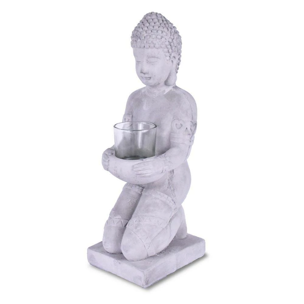 KANTE 12.8 in. H Gray Cement Buddha Garden Statue Tealight Candle Holder Ornament 8 KANTE 12.8 in. H Gray Cement Buddha Garden Statue Tealight Candle Holder Ornament - Image 6