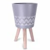 KANTE 17.4 in. Tall Light Gray Lightweight Concrete Classic Outdoor/Indoor Cylindrical Planter with 3 Wooden Legs -Green Haven Store light gray kante plant pots 18h231 ct 64 1000
