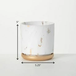 SULLIVANS Marbled White and Gold Terracotta Pot 9 SULLIVANS Marbled White and Gold Terracotta Pot -Green Haven Store marbled white and gold sullivans plant pots cmt1208 1f 1000